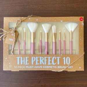 The Perfect Ten 10 Piece Makeup Brush Set Starter Set in Pink